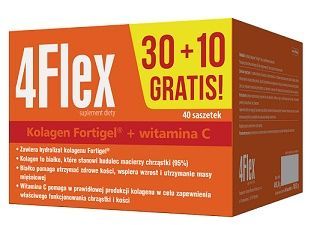 4Flex, kolagen nowej generacji + witamina C, 40 saszetek