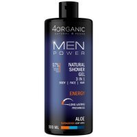 4Organic, Men Power, żel pod prysznic dla mężczyzn, Energy 3w1, 500ml