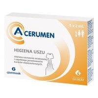 A-cerumen, preparat do higieny uszu, dla dorosłych i dzieci powyżej 6 miesiąca życia, 5 ampułek po 2ml