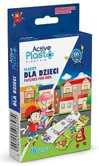 Active Plast First Aid, plastry dla dzieci, 7x2cm, 16 sztuk