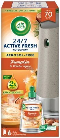 Air Wick 24/7 Active Fresh, dyfuzor automatyczny z wkładem zapasowym, Pumpkin & Winter Spice, 1 opakowanie