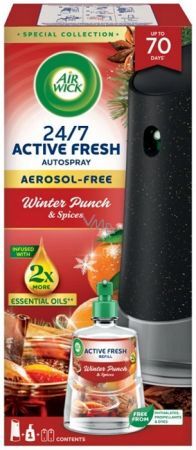 Air Wick 24/7 Active Fresh, dyfuzor automatyczny z wkładem zapasowym, Winter Punch & Spices, 1 opakowanie