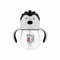 Akuku, bidon ze słomką i odważnikiem, Jeż, szary, A0034, po 9 miesiącu, 250ml