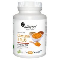 Aliness, Curcumin 3 Plus, kurkuma z piperyną, 60 kapsułek