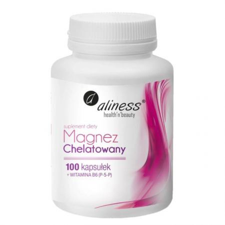 Aliness, Magnez Chelatowany + Witamina B6, 100 kapsułek