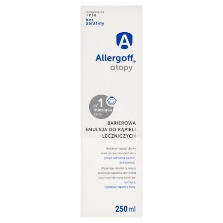 Allergoff Atopy, barierowa emulsja do kąpieli leczniczych, od 1 miesiąca życia, 250ml