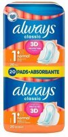 Always Classic Normal, podpaski ze skrzydełkami, 20 sztuk