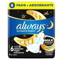 Always Ultimate Night Max Protection, podpaski ze skrzydełkami na noc, 8 sztuk