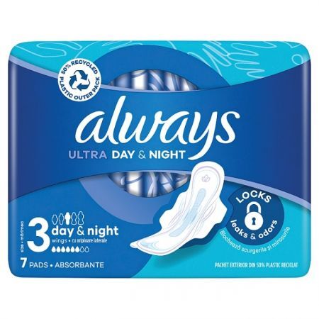 Always Ultra Day&Night, podpaski ze skrzydełkami, 7 sztuk