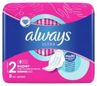 Always Ultra Super Plus, podpaski ze skrzydełkami, 8 sztuk