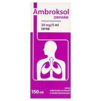 Ambroksol Orifarm 30mg/5ml, syrop, smak bananowy, po 1 roku życia, 150ml