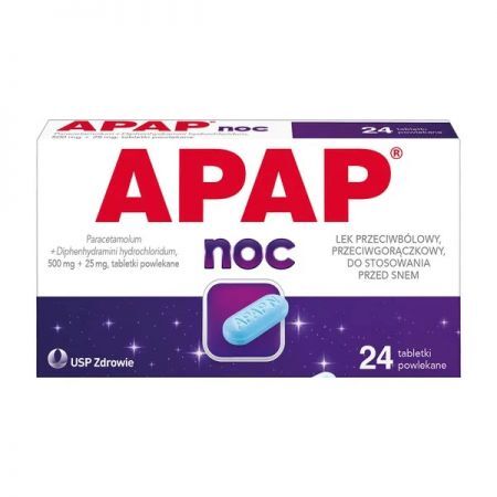 Apap Noc (500mg+25mg), 24 tabletki