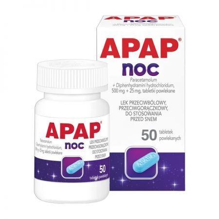 Apap Noc (500mg+25mg), 50 tabletek