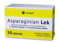Asparaginian Lek 17mg jonów magnezu + 54mg jonów potasu, 50 tabletek