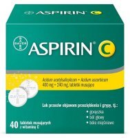 Aspirin C (400mg+240mg), 40 tabletek musujących