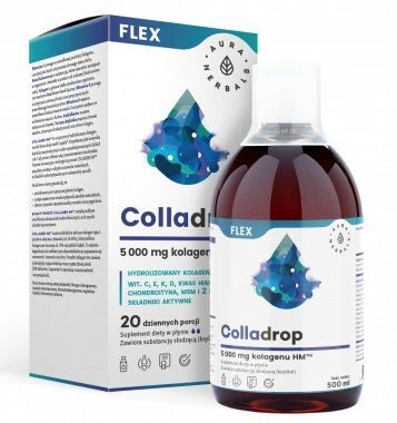 Aura Herbals, Colladrop Flex, kolagen morski 5000mg, płyn, 500ml