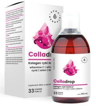 Aura Herbals, Colladrop, kolagen rybi NatiCol, płyn, 500ml