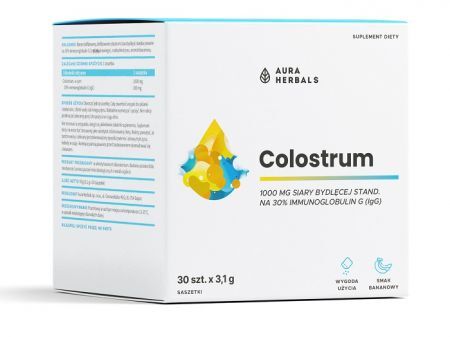 Aura Herbals, Colostrum, smak bananowy, proszek, 30 saszetek