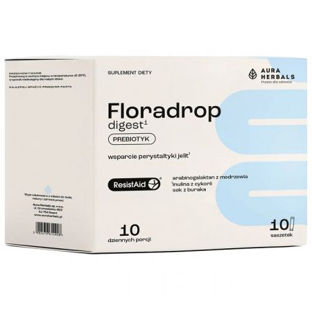 Aura Herbals, Floradrop Digest, Prebiotyk, proszek, 10 saszetek