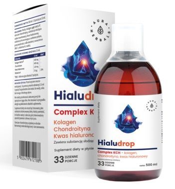 Aura Herbals, Hialudrop Complex KCH, Kolagen, Chondroityna, Kwas Hialuronowy, płyn, 500ml
