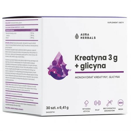 Aura Herbals, Kreatyna 3g + Glicyna, 30 saszetek