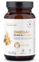 Aura Herbals, Omega + Witamina D3 800 IU, dla dzieci od 1 roku życia, 60 kapsułek twist-off