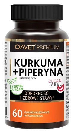 Avet Premium, Kurkuma + piperyna, 60 kapsułek