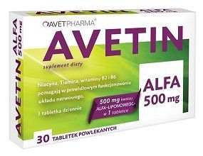 Avetin Alfa 500mg, 30 tabletek KRÓTKA DATA 08/2022