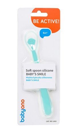 BabyOno, miękka łyżeczka silikonowa, miętowa, Baby's Smile, 1460/01, 1 sztuka