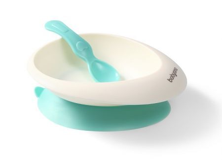 BabyOno, miseczka z przyssawką i łyżeczką, morska, po 6 miesiącu życia, 1077/03, 1 zestaw