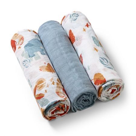 BabyOno, pieluchy muślinowe, błękitno-pomarańczowe, 70cmx70cm, 348/07, 3 sztuki