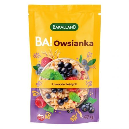 Bakalland BA! owsianka błyskawiczna, 5 owoców leśnych, 47g