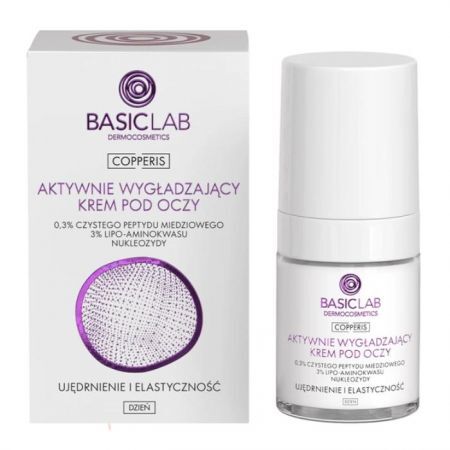 BasicLab Copperis, Ujędrnienie i Elastyczność, aktywnie wygładzający krem pod oczy, 18ml