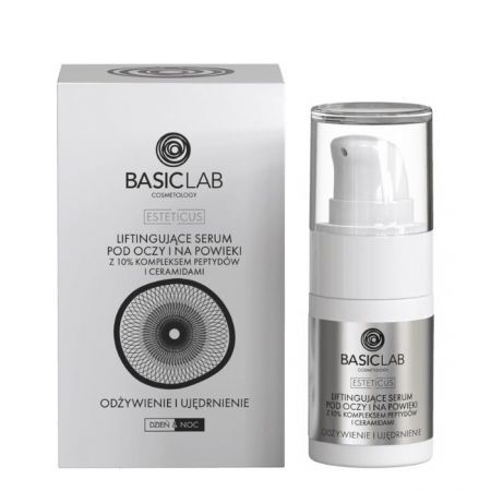 BasicLab Esteticus, Odżywienie i Ujędrnienie, liftingujące serum pod oczy i na powieki z 10% kompleksem peptydów i ceramidami 15ml