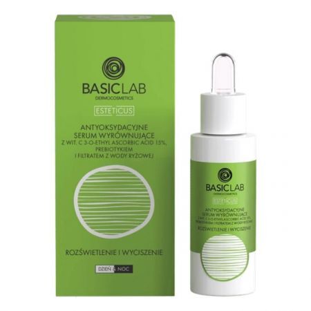 BasicLab Esteticus, Rozświetlenie i Wyciszenie, antyoksydacyjne serum wyrównujące z witaminą C 15%, 30ml
