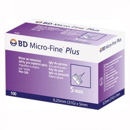 BD Micro-Fine Plus, igły do penów insulinowych, 31G, 0,25 x 5mm, 100 sztuk