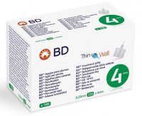 BD Thin Wall, igły do penów insulinowych, 32G, 0,23 x 4mm, 100 sztuk