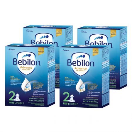 Bebilon 2 Advance, mleko modyfikowane, dla niemowląt po 6 miesiącu życia, czteropak (4x1000g)