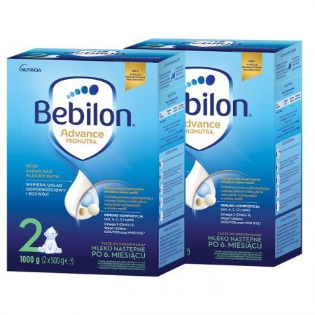 Bebilon 2 Advance, mleko modyfikowane, dla niemowląt po 6 miesiącu życia, dwupak (2x1000g)