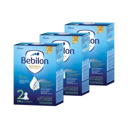 Bebilon 2 Advance, mleko modyfikowane, dla niemowląt po 6 miesiącu życia, trzypak (3x1000g)