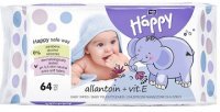 Bella Baby Happy, chusteczki nasączane, z alantoiną i witaminą E, 64 sztuki
