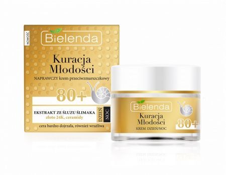 Bielenda Kuracja Młodości, naprawczy krem przeciwzmarszczkowy 80+, na dzień i na noc, 50ml