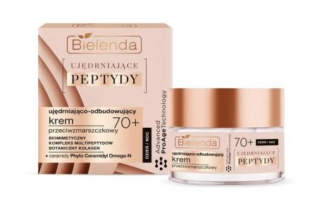 Bielenda Ujędrniające Peptydy, ujędrniająco-odbudowujący krem przeciwzmarszczkowy 70+, na dzień i noc, 50ml