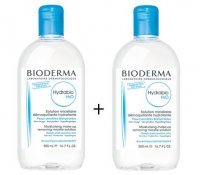 Bioderma Hydrabio H2O, płyn micelarny do oczyszczania twarzy i demakijażu, skóra odwodniona, 2x500ml