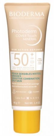 Bioderma Photoderm Cover Touch Mineral SPF 50+, kryjący fluid mineralny, skóra tłusta i mieszana, odcień bardzo jasny, 40g