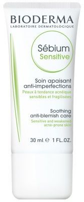 Bioderma Sebium Sensitive, krem wspomagający leczenie skóry trądzikowej, 30ml
