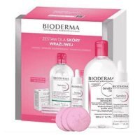 Bioderma Sensibio, płyn micelarny H2O, 500ml + Defensive, serum kojące, 30ml + płatki oczyszczające Glov, 3 sztuki, 1 zestaw
