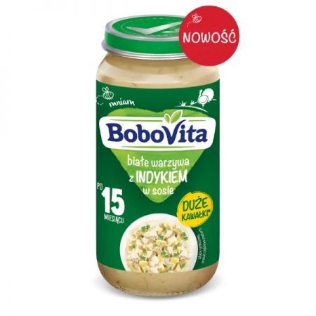 BoboVita, białe warzywa z indykiem w sosie, po 15 miesiącu życia, 250g