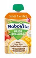 BoboVita Drugie Śniadanko, mus owocowy, mango, banan, jogurt z kaszką orkiszową i owsianą, po 8 miesiącu, 100g