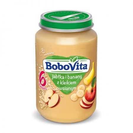 BoboVita, jabłka i banany z kleikiem owsianym, po 6 miesiącu, 190g